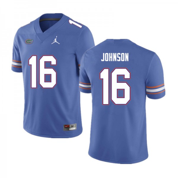 Men #16 Tre'Vez Johnson Florida Gators College Football Jersey Blue